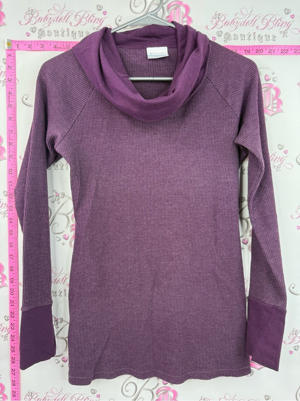 Columbia Purple Cowl Neck Long Sleeve Sweater